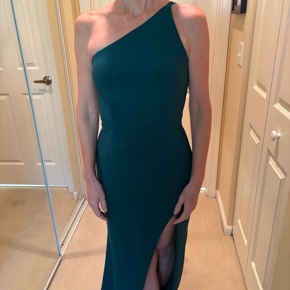 Xscape Teal One-Shoulder Dress